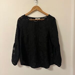 Q&A Black Floral Lace Blouse | Size Small
